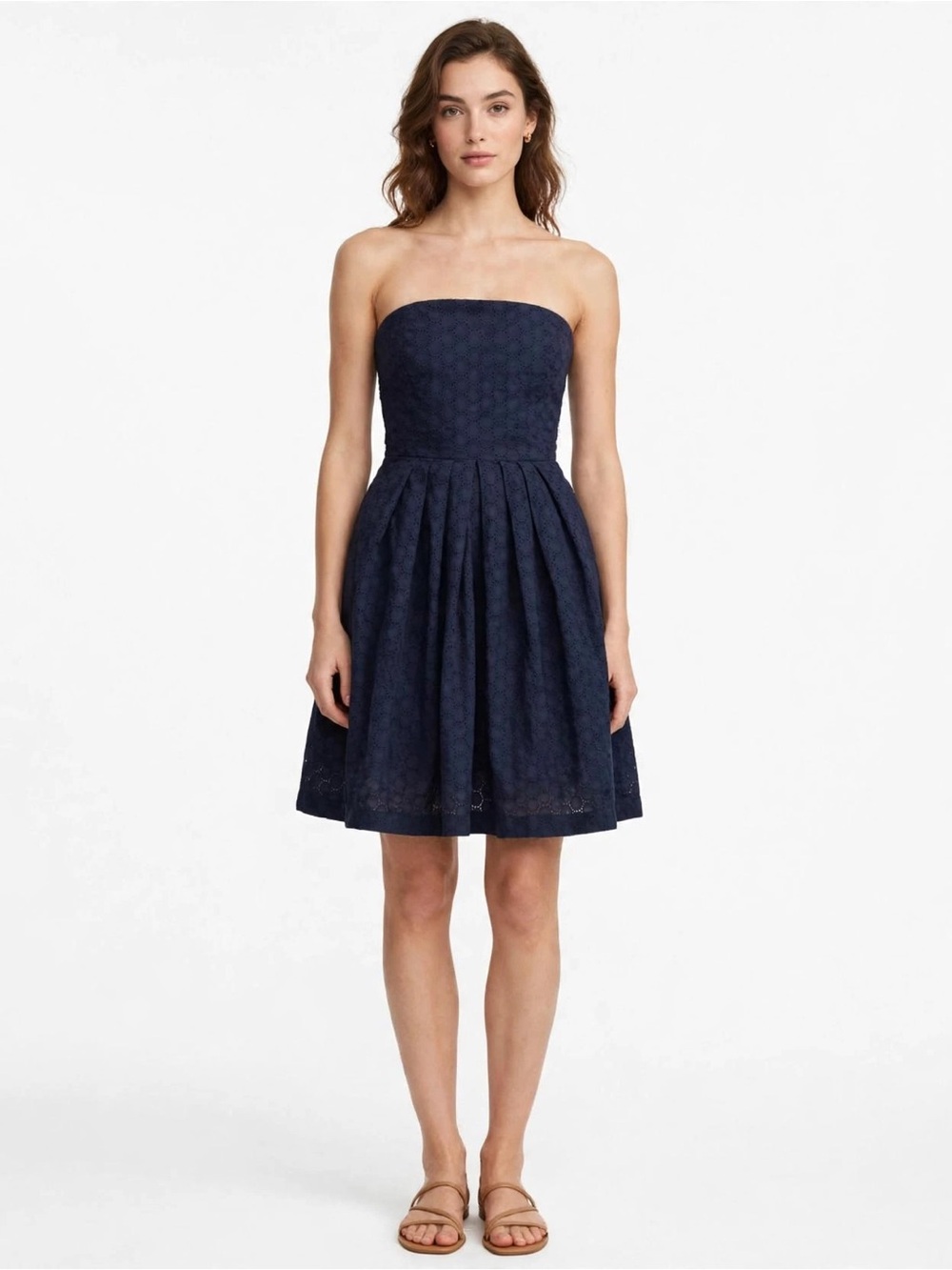 GAP Navy Blue Galaxy Eyelet Emily D Strapless Lined Mini Dress Size 12 2012